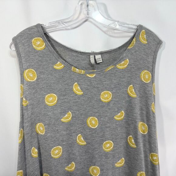 Cato Plus Size 18 20 Tank Top Gray Lemon Print Knit Rayon Scoop Neck Cami 1570 - Picture 3 of 8
